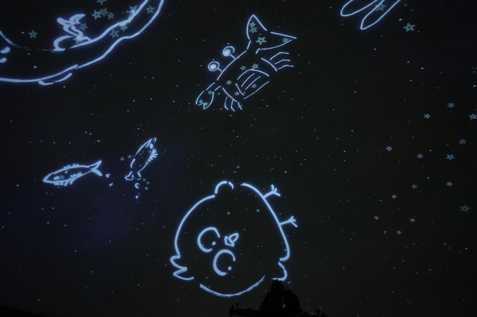 プラネタリウムに投影された参加者の作品